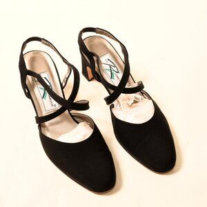 Ros Hommerson Black Slingback Heels Women’s 9.5W Wide Comfort Dress Shoes